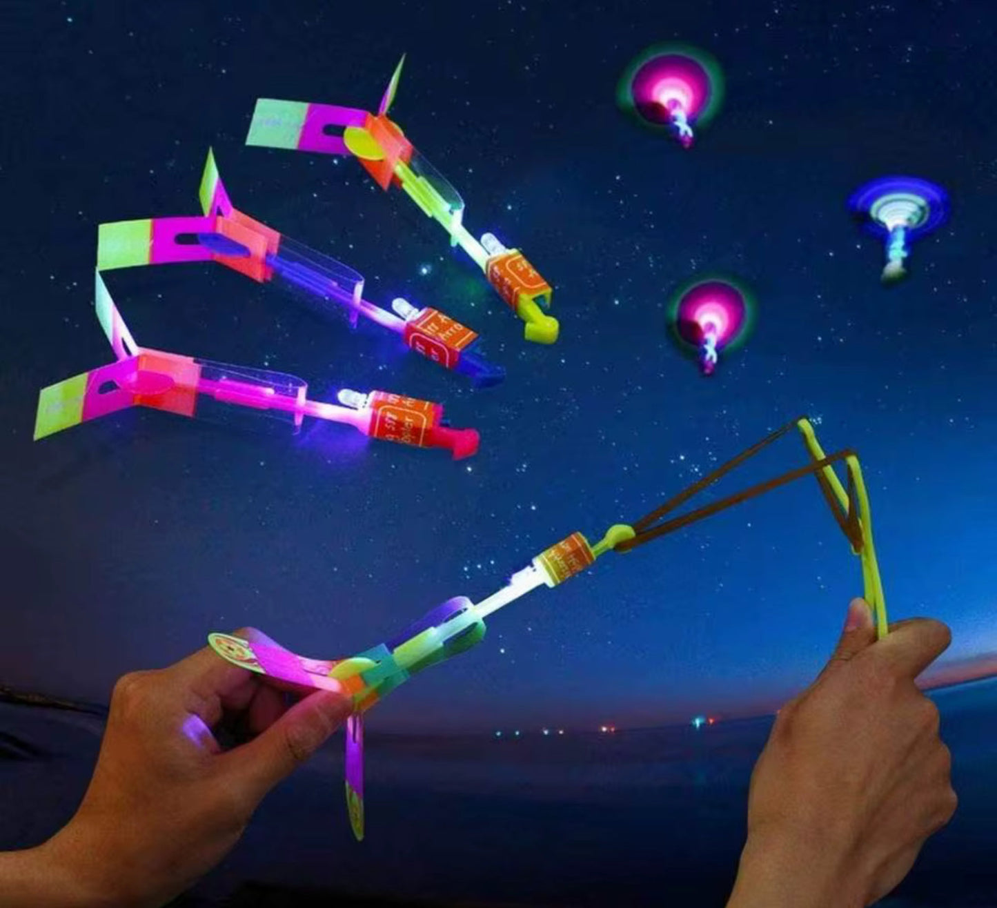 Flying Slingshot Rocket Toy – Light-Up Launcher for Kids