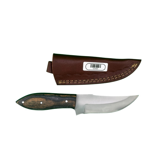 Midnight Timber Bowie Knife – Dark Wood Handle with Leather Sheath