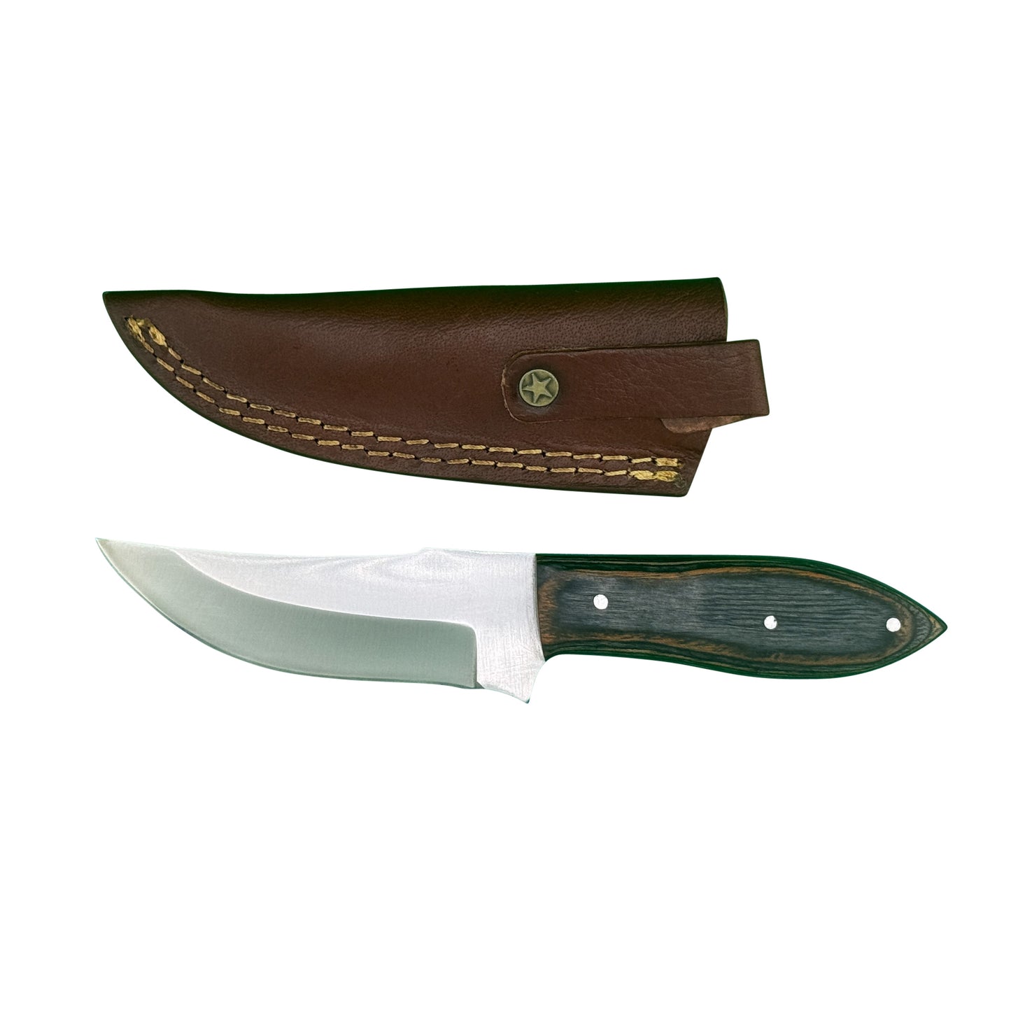 Midnight Timber Bowie Knife – Dark Wood Handle with Leather Sheath