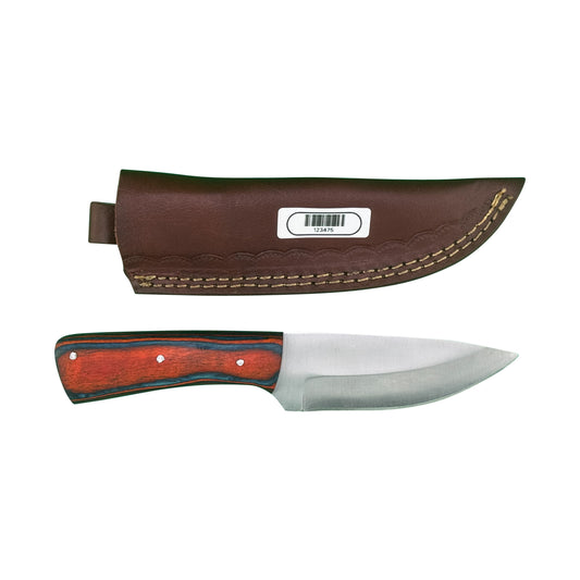 Frontier Edge Fixed Blade Knife – Hardwood Handle with Leather Sheath