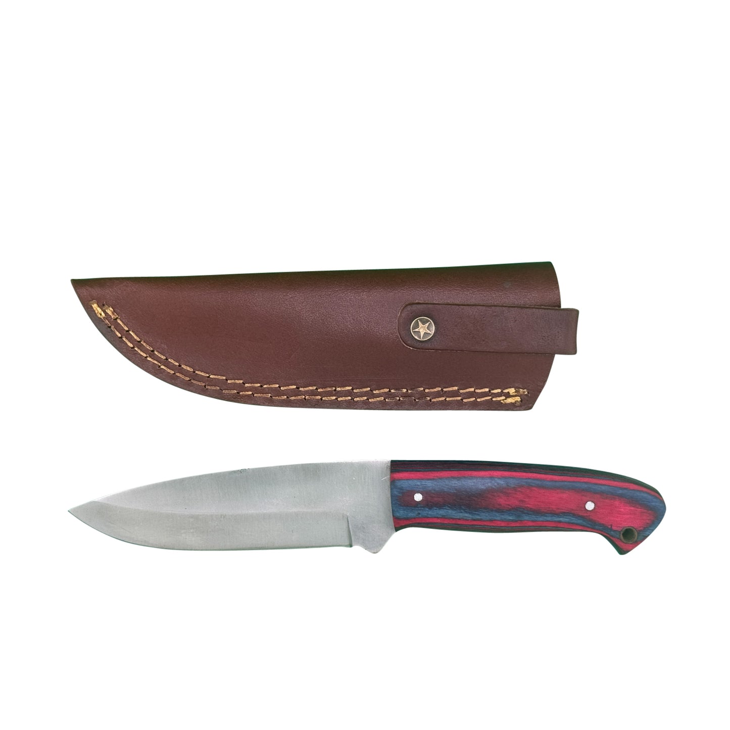 Woodsman Trail Fixed Blade Knife – Hardwood Handle with Leather Sheath