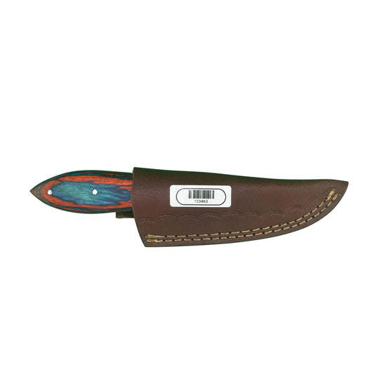 Blaze Creek Bowie Knife – Multicolor Wood Handle with Leather Sheath