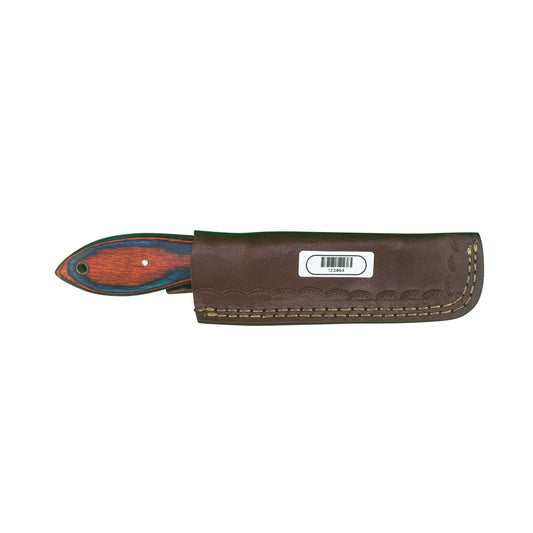 Red Ember Rasp Cleaver – Wood Handle with Textured Blade and Leather Sheath