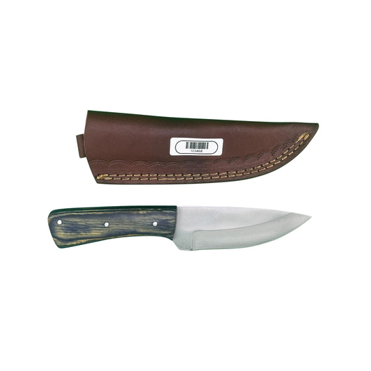 Timber Fang Fixed Blade Knife – Polished Wood Handle with Leather Sheath