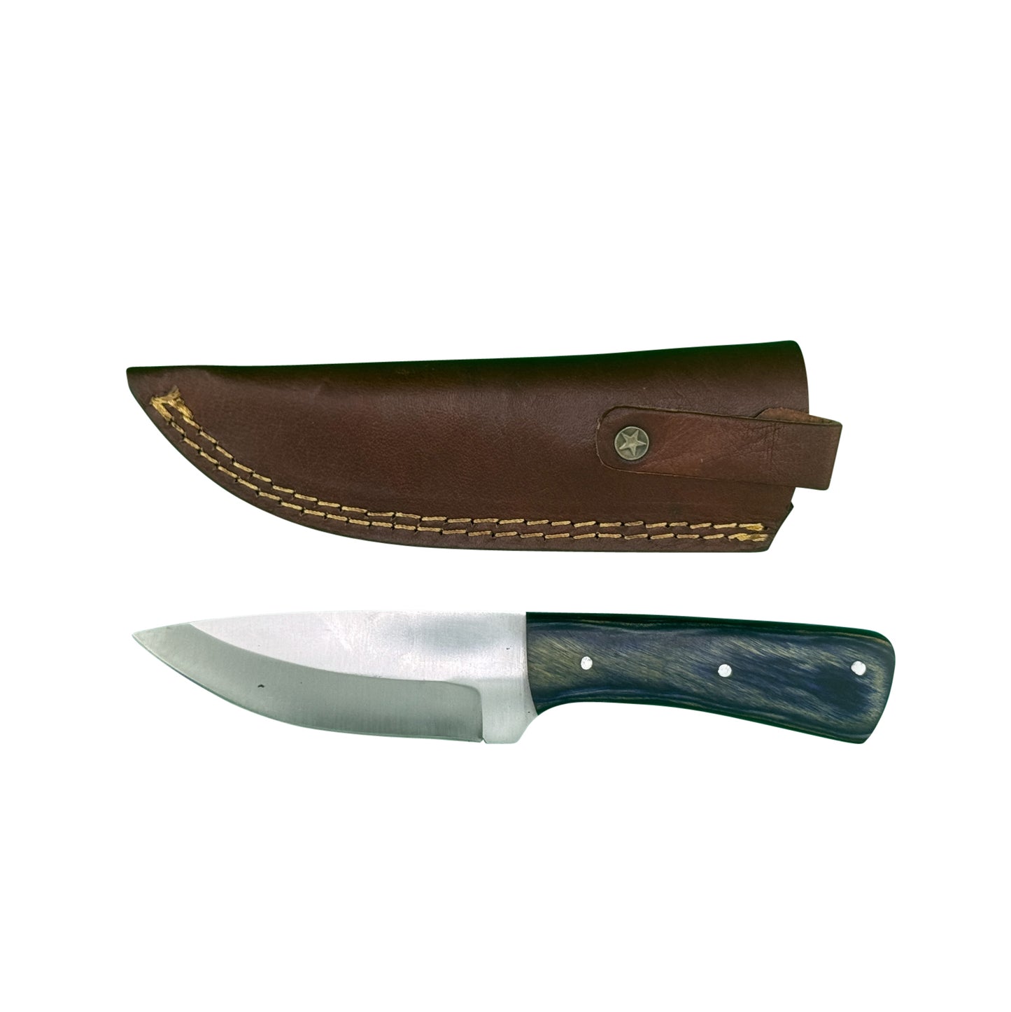 Timber Fang Fixed Blade Knife – Polished Wood Handle with Leather Sheath