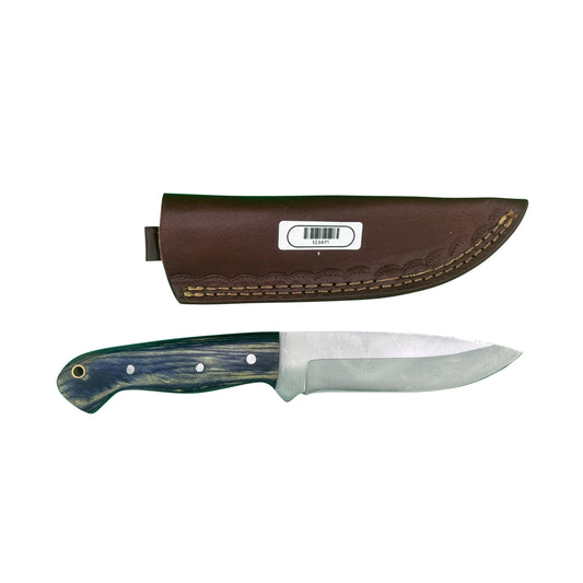 Shadow Timber Fixed Blade Knife – Curved Wood Handle with Leather Sheath