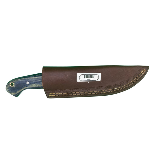 Shadow Timber Fixed Blade Knife – Curved Wood Handle with Leather Sheath