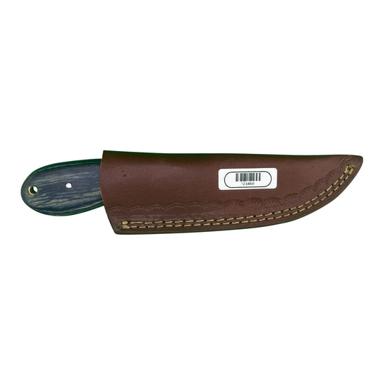 Shadow Rasp Hunter – Curved Blade Knife with Dark Wood Handle and Leather Sheath