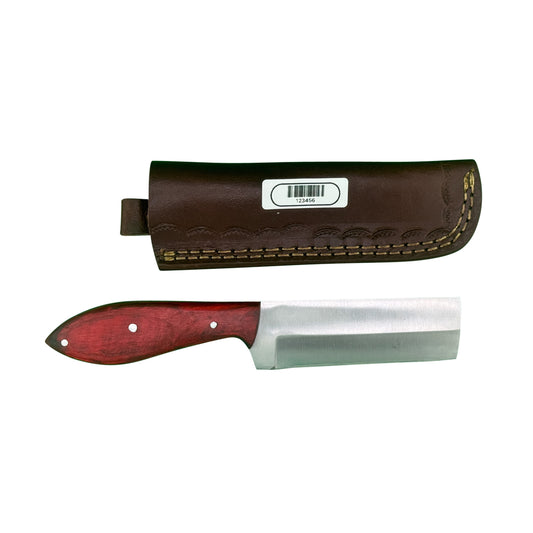 Crimson Cleaver – Full Tang Utility Knife with Red Wood Handle and Leather Sheath