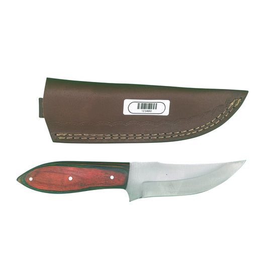 The Crimson Edge 2 Handcrafted Fixed Blade Knife with Dyed Wood Handle & Leather Sheath