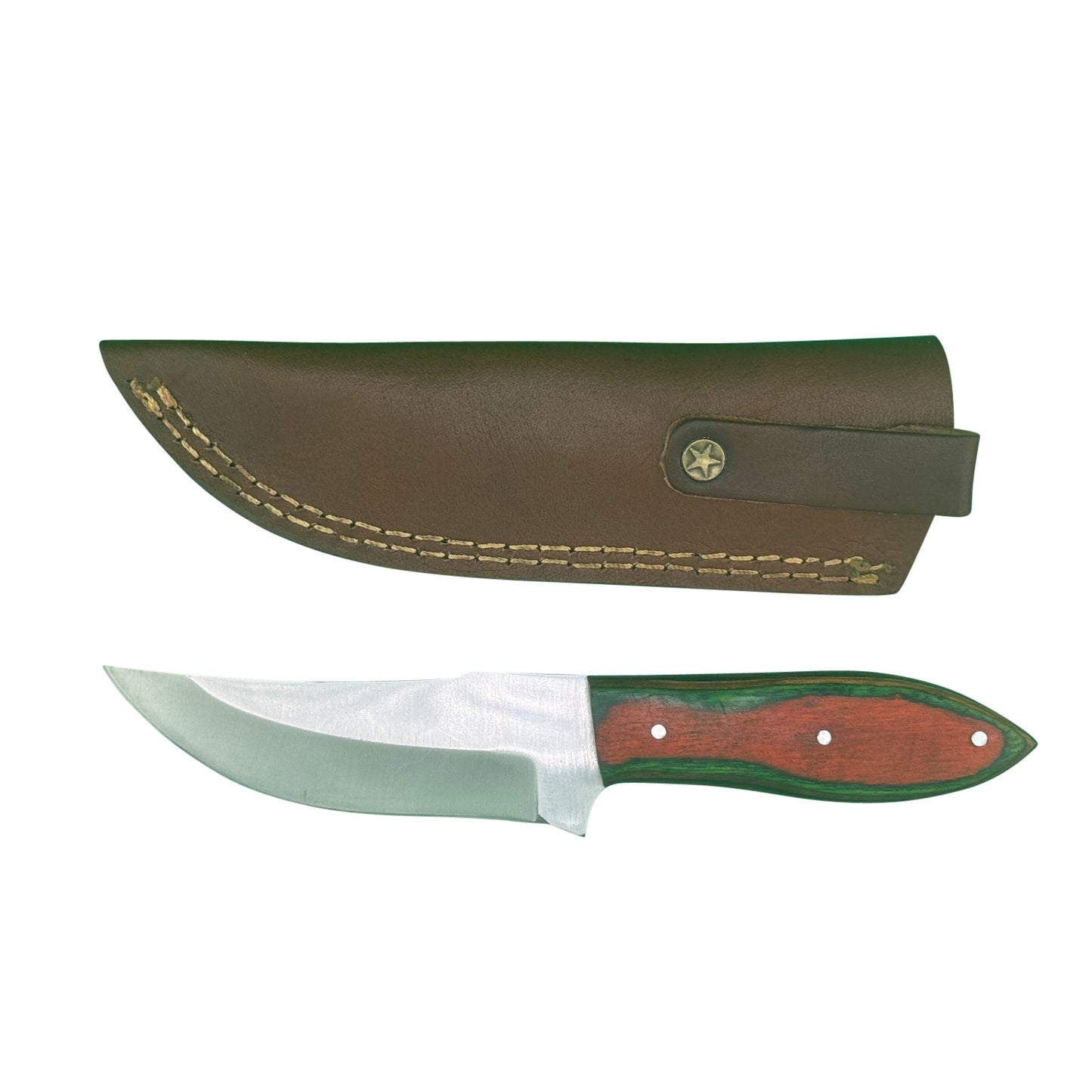 The Crimson Edge 2 Handcrafted Fixed Blade Knife with Dyed Wood Handle & Leather Sheath