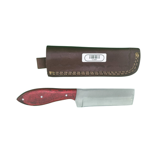 The Scarlet Chop - Compact Cleaver Knife with Red Dyed Wood Handle & Leather Sheath