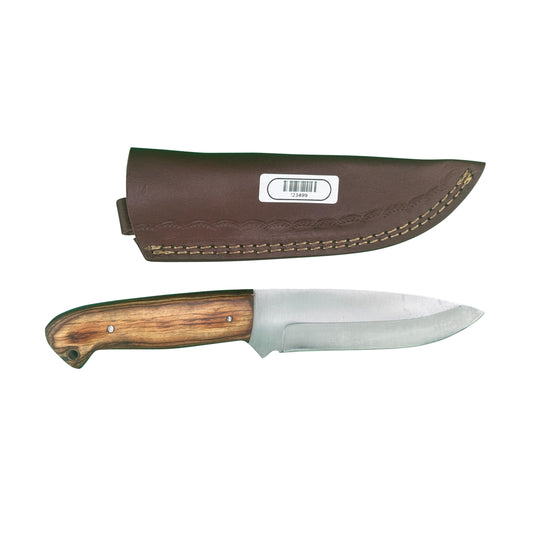 The Sandridge – Fixed Blade Knife with Natural Wood Handle & Leather Sheath