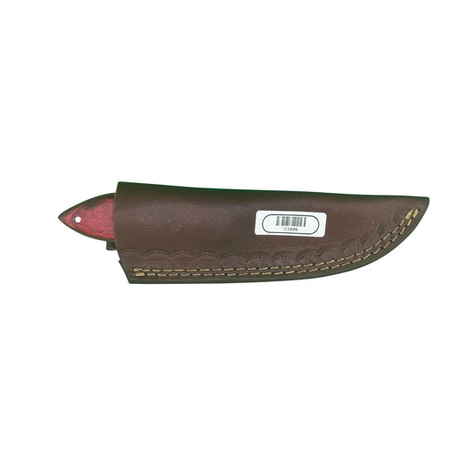 The Crimson Talon – Curved Blade Knife with Red Dyed Wood Handle & Leather Sheath