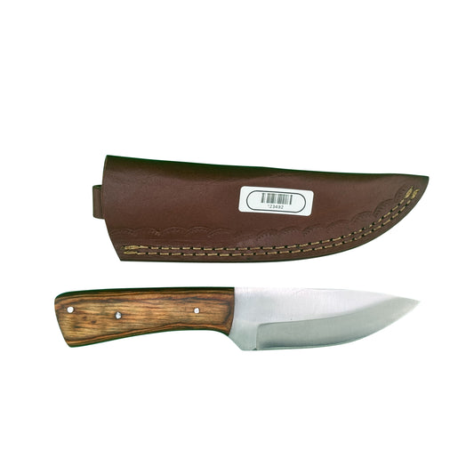The Timberline – Fixed Blade Knife with Natural Wood Handle & Leather Sheath