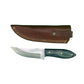 Timber Ridge Clip Point Knife – Blue-Tinted Wood Handle with Leather Sheath