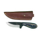 Shadow Rasp Hunter – Curved Blade Knife with Dark Wood Handle and Leather Sheath