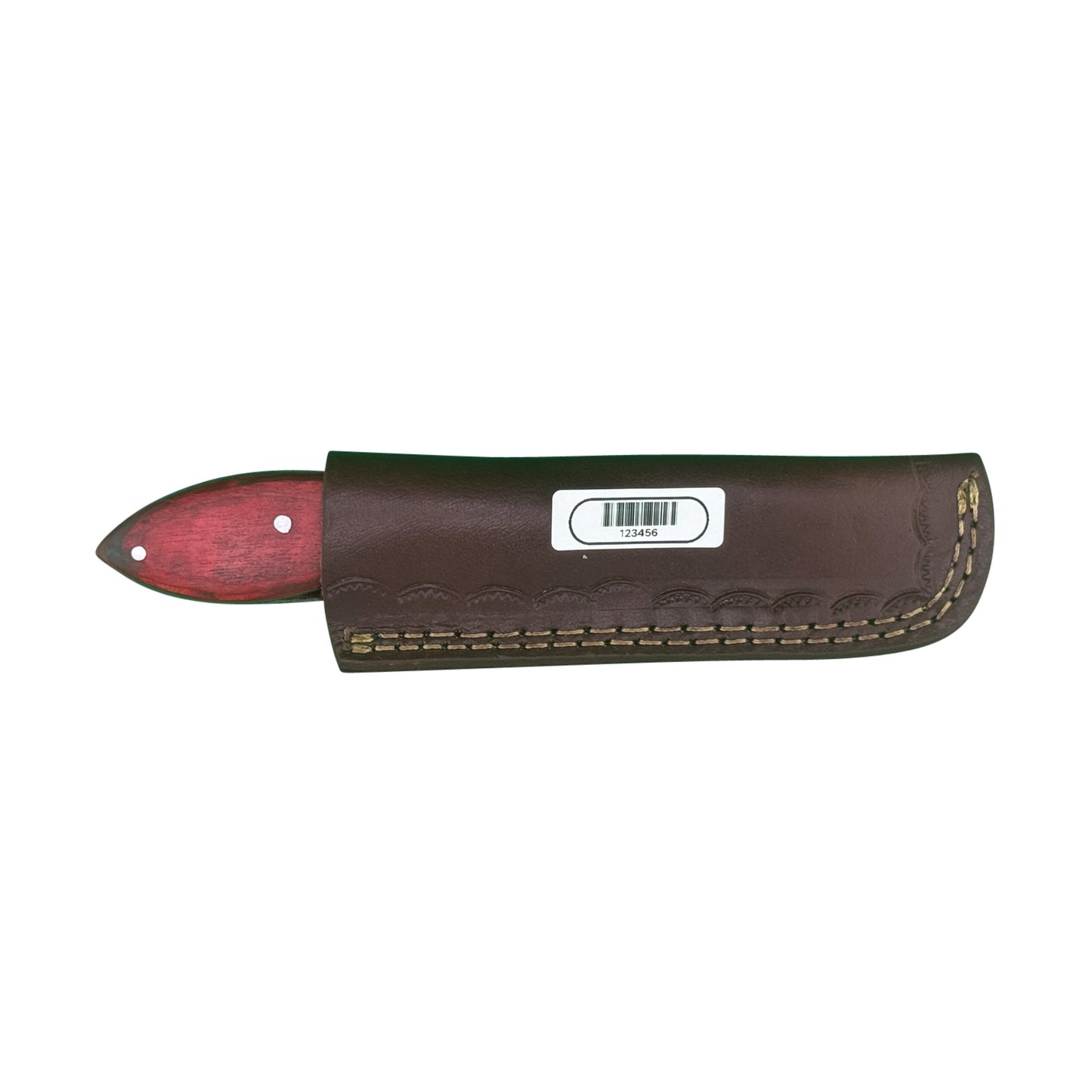 Crimson Cleaver – Full Tang Utility Knife with Red Wood Handle and Leather Sheath