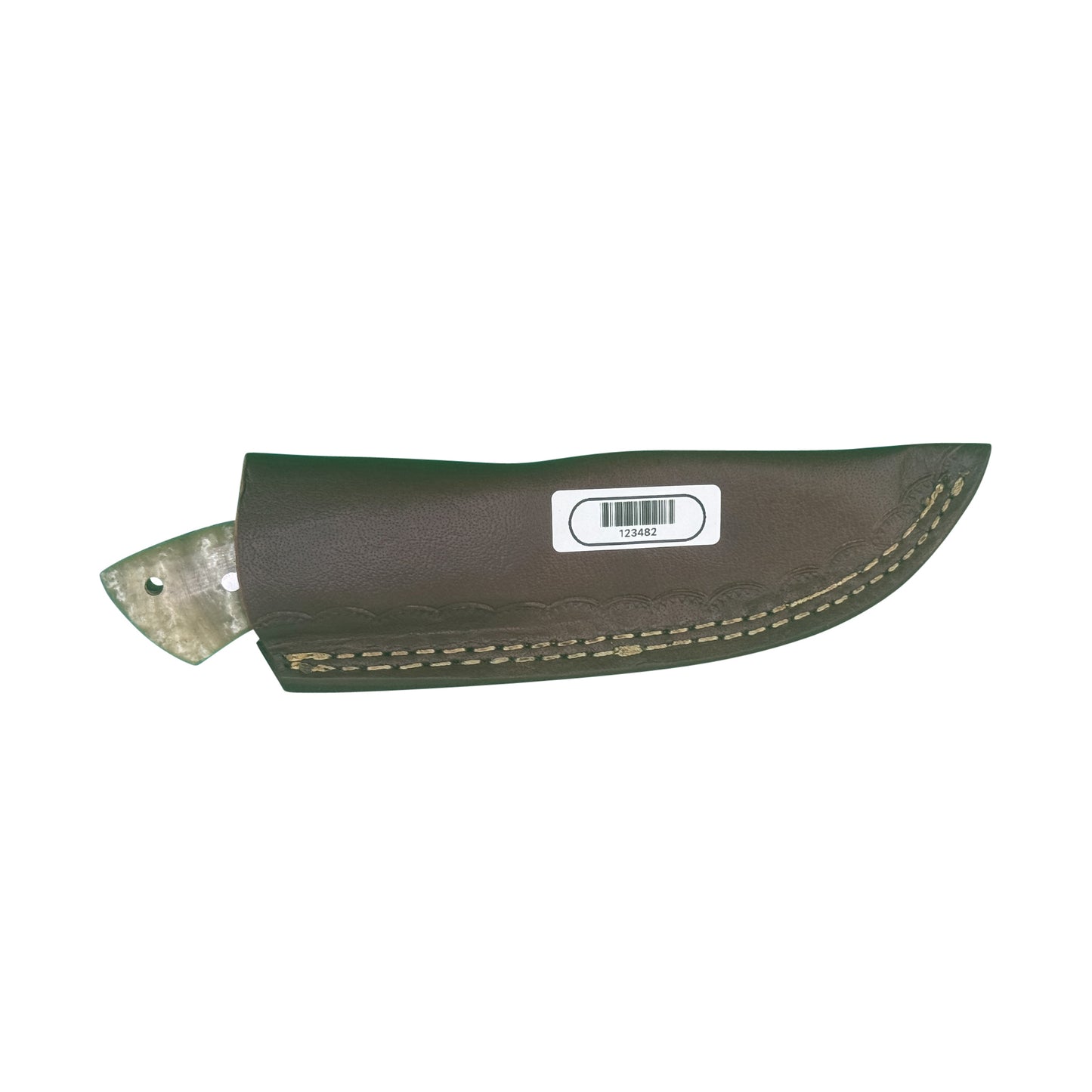 The Sandstorm Skinner – Damascus Steel Knife with Swirled Resin Handle & Leather Sheath