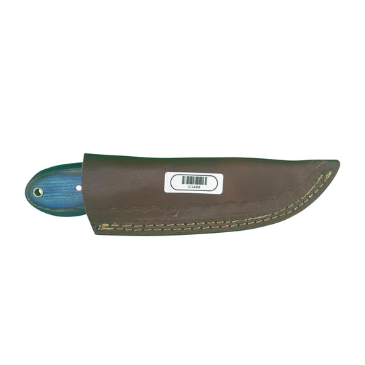 The Blue Rasp – Hand-Forged Rasp Knife with Dyed Wood Handle & Leather Sheath