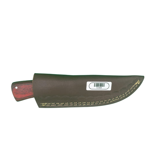 The Ironwood Edge – Fixed Blade Knife with Red Wood Handle & Leather Sheath