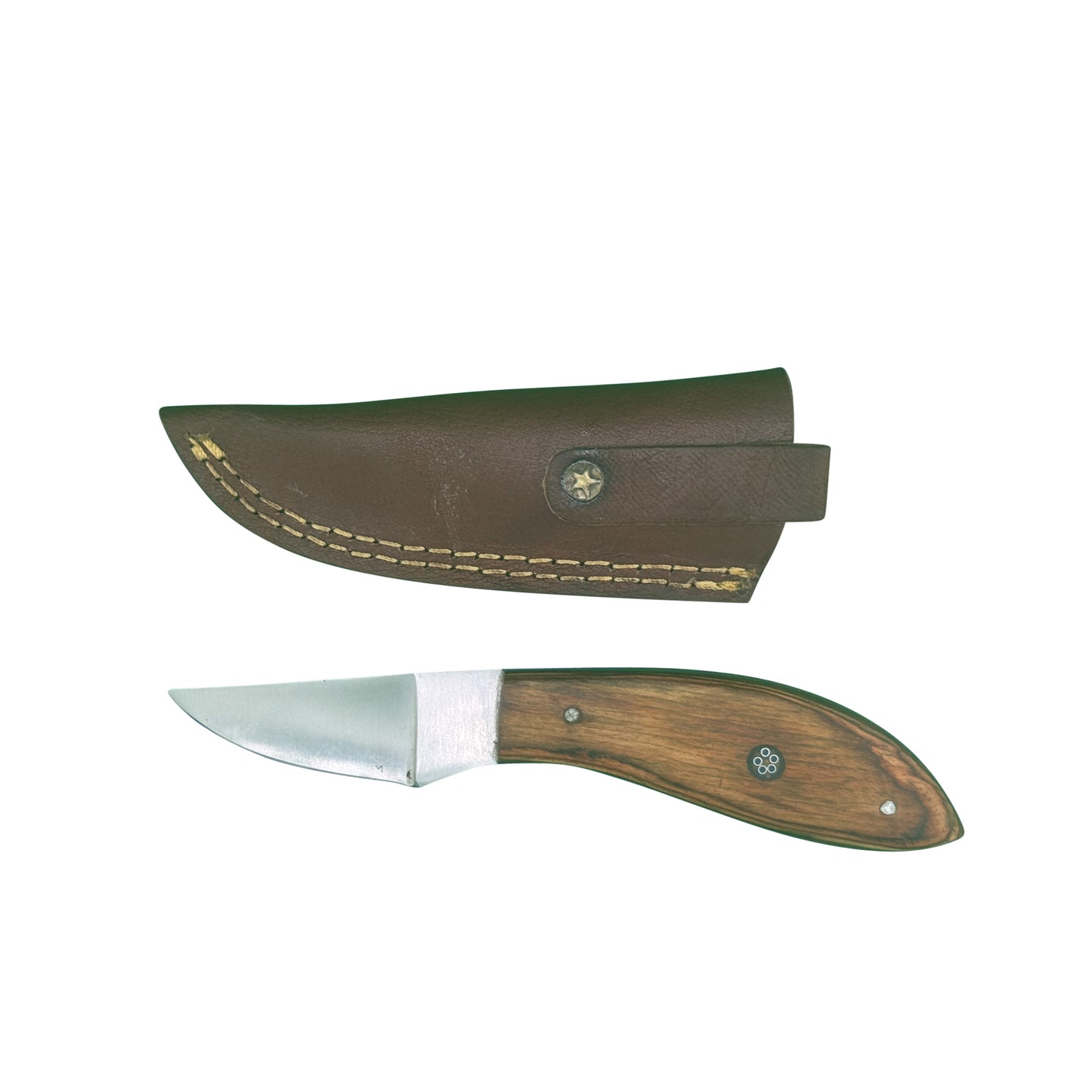 The Ridgeback Skinner – Compact Skinning Knife with Exotic Wood Handle & Leather Sheath