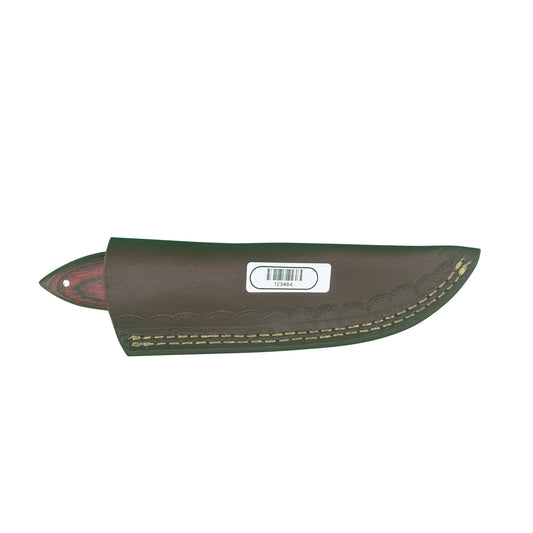 The Crimson Trail – Fixed Blade Outdoor Knife with Red Wood Handle & Leather Sheath
