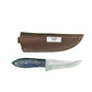 The Midnight Ridge – Fixed Blade Knife with Swirled Blue Resin Handle & Leather Sheath