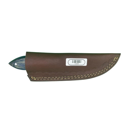 The Midnight Ridge – Fixed Blade Knife with Swirled Blue Resin Handle & Leather Sheath