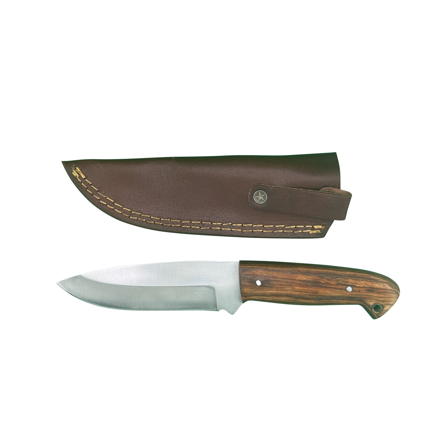 The Sandridge – Fixed Blade Knife with Natural Wood Handle & Leather Sheath